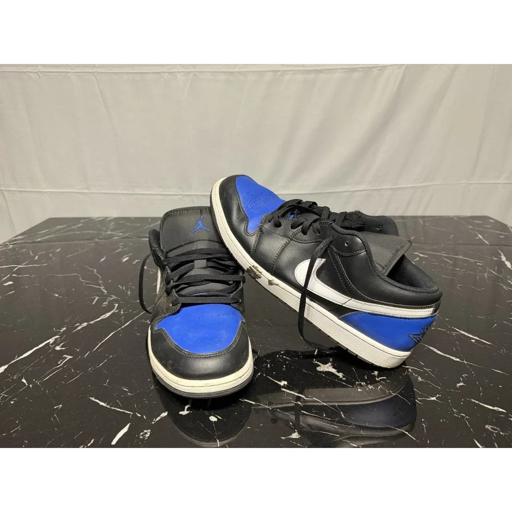 Nike Air Jordan Retro 1 Low Black, White, Royal Blue Toe Size 13 Mens Basketball